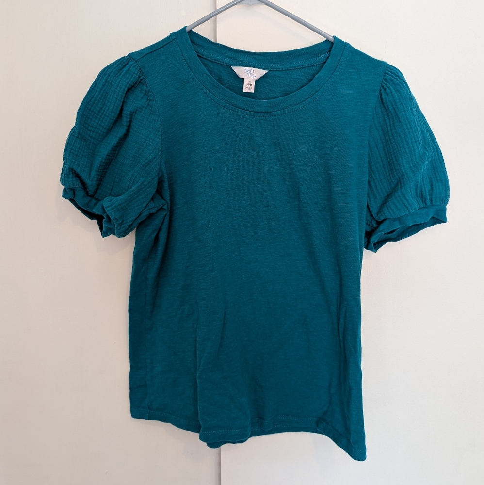 Time and Tru Teal Short Sleeve Top Size Small